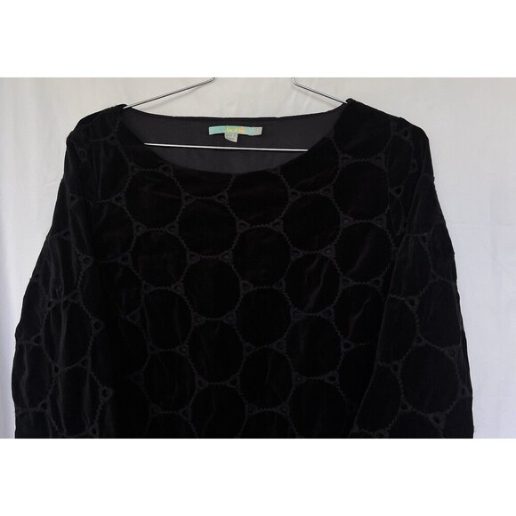 Boden Black Embossed Velvet Circle Shift Mini Dress M US 6R Evening Party Career - Picture 2 of 7